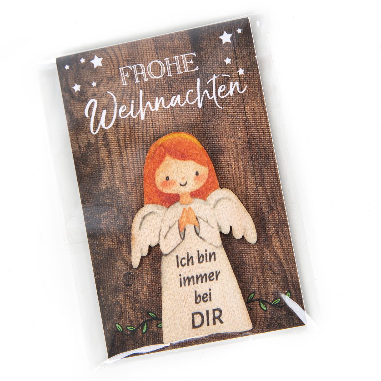 4 Weihnachtsfiguren aus Holz - Engel Baum Rentier Stern 10 cm